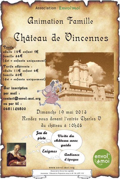 Affiche de l'animation Visite guidée du Château de Vincennes 2013